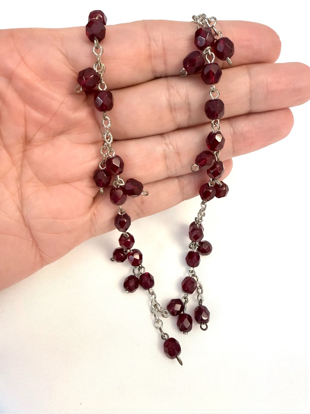 Vintage Garnet Coloured Bead Necklace